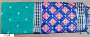 Sky blue color Handloom cotton weaving patola saree
