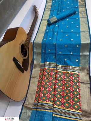 Firoji color soft Handloom cotton Woven work saree
