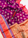 Magenta color kanchipuram handloom weaving silk saree with zari work