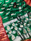 Green color banarasi silk weaving jacquard saree with rich pallu