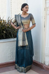 Rama green color tassar silk saree with zari woven work