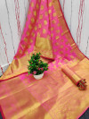 Gajari color banarasi silk saree with gold zari weaving work
