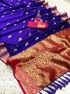 Royal blue color soft silk saree with zari weaving border and pallu