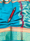Firoji color kota doriya saree with zari weaving work