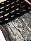 Black color lichi silk weaving jacquard saree