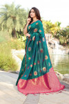 Rama green color soft & Pure cotton silk saree with pure gold zari work