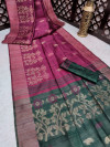 Magenta color pure tussar silk jamdani weaving saree