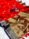 Red color soft silk saree with zari weaving border and pallu