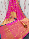 Pink color banarasi silk saree with gold zari weaving work