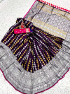 Magenta color banarasi silk saree with silver and golden zari work
