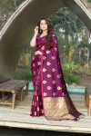 Magenta color soft & Pure cotton silk saree with pure gold zari work