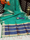 Rama green color banglori silk weaving saree with zari border and pallu