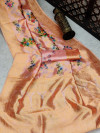 Peach color banarasi silk saree with beautiful digital print work