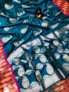 Firoji color banarasi silk weaving jacquard saree with rich pallu