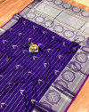 Purple color pure jacquard weaving saree with zari work