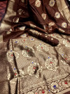 Coffee color soft banarasi silk saree with golden zari butta