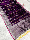 Magenta color soft silk saree with golden and silver zari weaving work