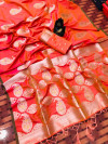 Orange color banarasi silk weaving jacquard saree with rich pallu