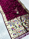 Magenta color paithani silk saree with zari work
