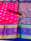 Pink color kanchipuram handloom weaving silk saree with zari work