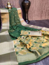 Green color pure chanderi cotton saree with zari woven work