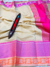 Cream color kota doriya saree with zari weaving work