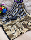 Black color soft banarasi silk saree with zari woven work