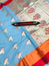 Firoji color linen cotton silk saree