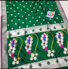 Green color banarasi soft silk paithani saree with zari work