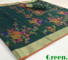 Green color pure jamdani weaving saree with zari work