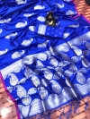 Blue color banarasi silk weaving jacquard saree with rich pallu