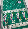 Rama green color banarasi soft silk paithani saree with zari work