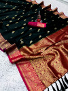 Black color soft silk saree with zari weaving border and pallu