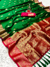 Green color soft silk saree with zari weaving border and pallu