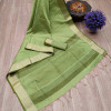 Mehendi green color aasam silk  weaving saree with ikat woven pallu