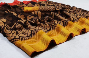 Multi color brasso silk saree with zari border
