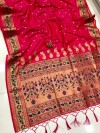 Rani pink color soft paithani silk saree with zari woven work