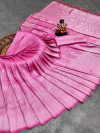 Light pink color soft fancy silk saree with silver zari weaving work