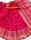 Rani pink color banarasi silk saree with rich pallu