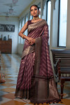 Magenta color soft tussar silk saree with zari woven work