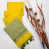 Yellow color tussar silk saree with zari woven pallu