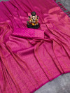 Rani pink color soft fancy silk saree with beautiful tassel work