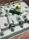 Light green color soft cotton saree with embroidery work