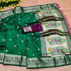 Green color khicha silk saree with zari weaving work