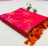 Rani pink color soft banarasi silk saree with weaving work