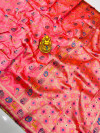 Baby pink color soft kanchipuram silk saree with golden zari weaving work