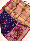 Purple color soft banarasi silk saree with golden zari work