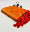 Orange color soft banarasi silk saree with weaving work