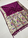 Magenta color paithani silk saree with zari work