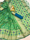 Green color banarasi silk saree with rich pallu